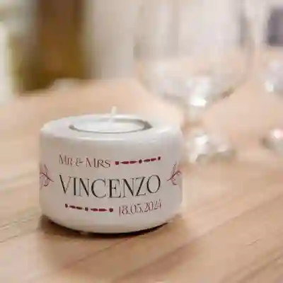 Portacandele in ceramica personalizzato - Mr & Mrs