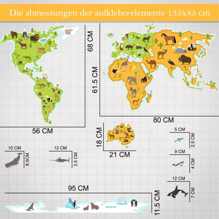 Adesivo per la stanza del bambino Mappa del Mondo