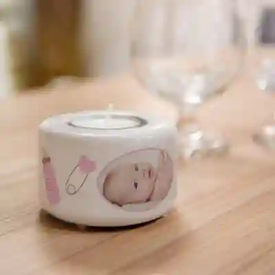 Portacandele in ceramica personalizzato - Baby girl