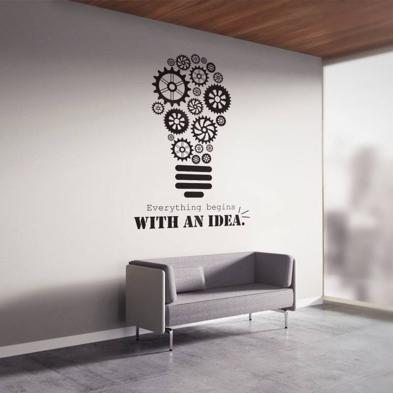 Adesivo murale per ufficio - Everything begins with an idea